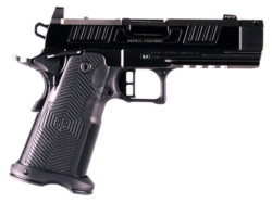 Alpha Foxtrot Romulus 1911 9mm 20rd, 4.25" Black Threaded Compensated Barrel, Optic Ready-Serrated, Polished DLC, Beaver, Pic Rail, RMSc Grip