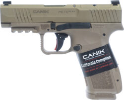 Canik Mete MC9LS CA Compliant 9mm 10rd, 3.63" Black Steel Barrel, Desert Cerakote Steel Serrated Slide, Flat Dark Earth Polymer Frame
