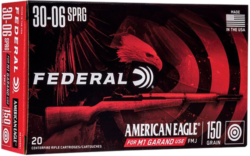 Federal American Eagle M1 Garand 30-06 Springfield, 150gr, Full Metal Jacket, 20rd Box