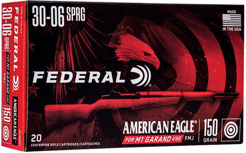 Federal American Eagle M1 Garand 30-06 Springfield, 150gr, Full Metal Jacket, 20rd Box Federal American Eagle M1 Garand 30-06 Springfield, 150gr, Full Metal Jacket, 20rd Box