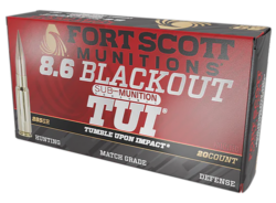 Fort Scott Munitions 8.6 Blackout, 285gr, Solid Copper Spun, 20rd Box