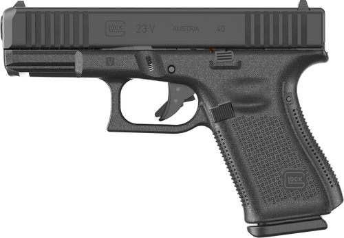GLOCK 23V, V Series, Compact, .40S&W, 4.02" Marksman Barrel, nDLC Finish, Fixed Sights, Ambidextrous Slide Stdextrous Slide Stop Lever, Flared Mag Well, No Finger Grooves,... GLOCK 23V, V Series, Compact, .40S&W, 4.02" Marksman Barrel, nDLC Finish, Fixed Sights, Ambidextrous Slide Stdextrous Slide Stop Lever, Flared Mag Well, No Finger Grooves,...