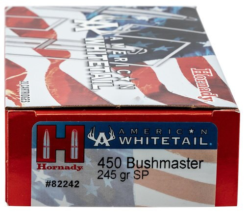 Hornady American Whitetail 450 Bushmaster 245gr, InterLock, 20rd Box Hornady American Whitetail 450 Bushmaster 245gr, InterLock, 20rd Box
