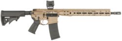 LWRC Individual Carbine DI Optic Kit 5.56 NATO 16.10" Barrel, FDE Cerakote M-LOK Handguard, LWRC Compact Stock, Magpul+ Grip, Holosun Optic, Magpul Case, 30 Rd