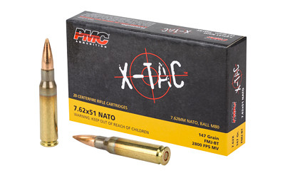 PMC X-Tac 7.62x51 NATO, 147gr, FMJ Boat-Tail, 20rd Box PMC X-Tac 7.62x51 NATO, 147gr, FMJ Boat-Tail, 20rd Box
