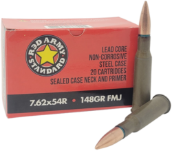 Red Army Standard 7.62x54mm Russian, 148gr, Full Metal Jacket, 20rd Box
