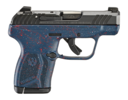 Ruger LCP Max America's 250th Ann 380 ACP, 2.8" Barrel, Black Slide, Liberty Blue, Red-White Splatter Frame, Textured Grip, U-Notch Rear, Tritium Front, 10rd, Engraved