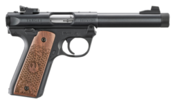 Ruger Mark IV 22/45 Collector's Series 22 LR, 5.50" Blued Threaded Bull Barrel, Blued Alloy Steel Receiver, Blued Polymer Frame Engraved American Walnut Grip 10 Rd