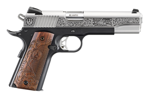 Ruger SR1911 Limited Edition 45 ACP 5" SS Barrel, Matte Serrated Engraved Slide, Light Weight Frame w/Beavertail, Custom Engraved Grip, 8 Rd Ruger SR1911 Limited Edition 45 ACP 5" SS Barrel, Matte Serrated Engraved Slide, Light Weight Frame w/Beavertail, Custom Engraved Grip, 8 Rd