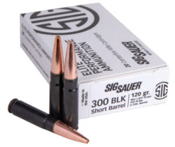 Sig Sauer Ammo Elite 300 Blackout 120gr, SBR Solid Copper, Black Case, 20rd Box