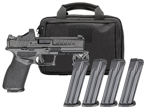 Springfield Echelon Optic Gear Pac 9mm 4.50" Barrel, Serrated Slide, Black Frame w/Picatinny Rail, Viridian RFX-11 Green Dot, 20 Rd Springfield Echelon Optic Gear Pac 9mm 4.50" Barrel, Serrated Slide, Black Frame w/Picatinny Rail, Viridian RFX-11 Green Dot, 20 Rd