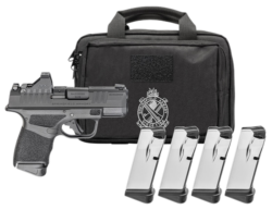 Springfield Hellcat OSP 380 ACP, 3" Barrel, Melonite Black, Textured Grip, Tritium Front Sight, Tactical Rear, Viridian Green Dot Optic, 3x13rd and 1x11rd, Range Bag