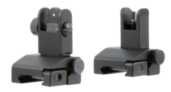 TacFire Pop Up Iron Sights, Front and Rear Set Black, Spring Loaded Flip-Up, For AR-Platform