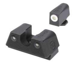 TruGlo Tritium X Night Sight Set Low, White Outline, Tritium Front-Green, Rear-Black, Most Glock Except MOS, Front Post/Rear Dovetail Mount