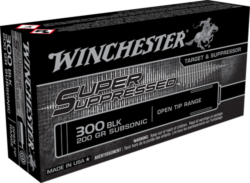 Winchester Super Suppressed 300 Blackout 200gr Open Tip Range, 1060 FPS, 20 Rd Box